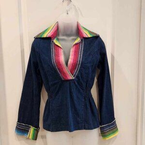 70s style demin blouse